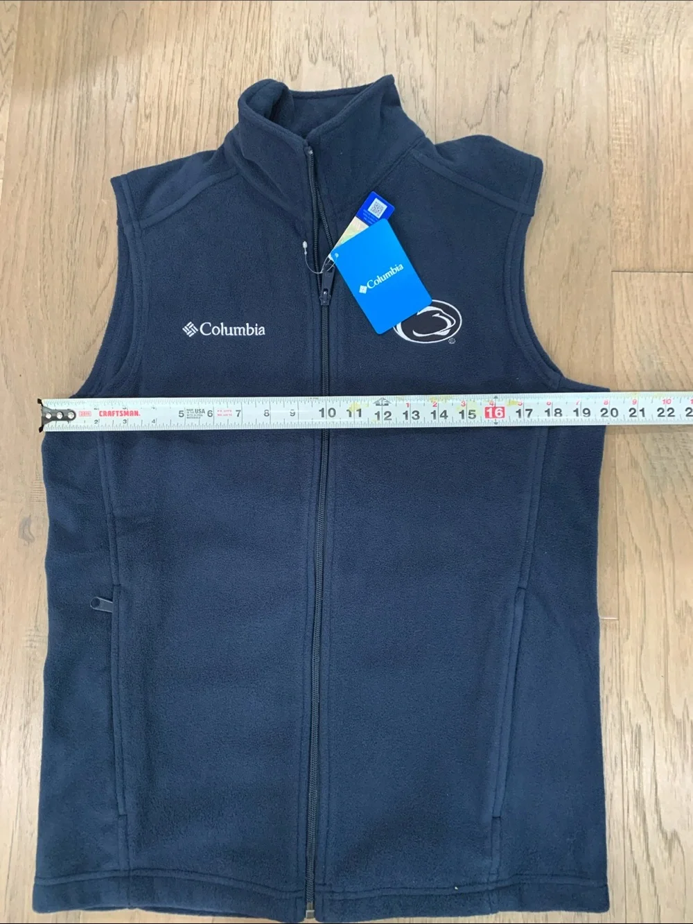 NWT Columbia Navy Blue Fleece Vest with Penn State Logo Size Small